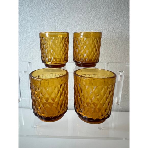 Amber Plant Propagation Jars Cups Containers Vintage Shot Glasses set of 4 - Picture 10 of 10